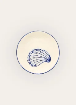 Online Bouchara ASSIETTE À DESSERT EN GRÈS - MOTIF MOULE CREME/BLEU