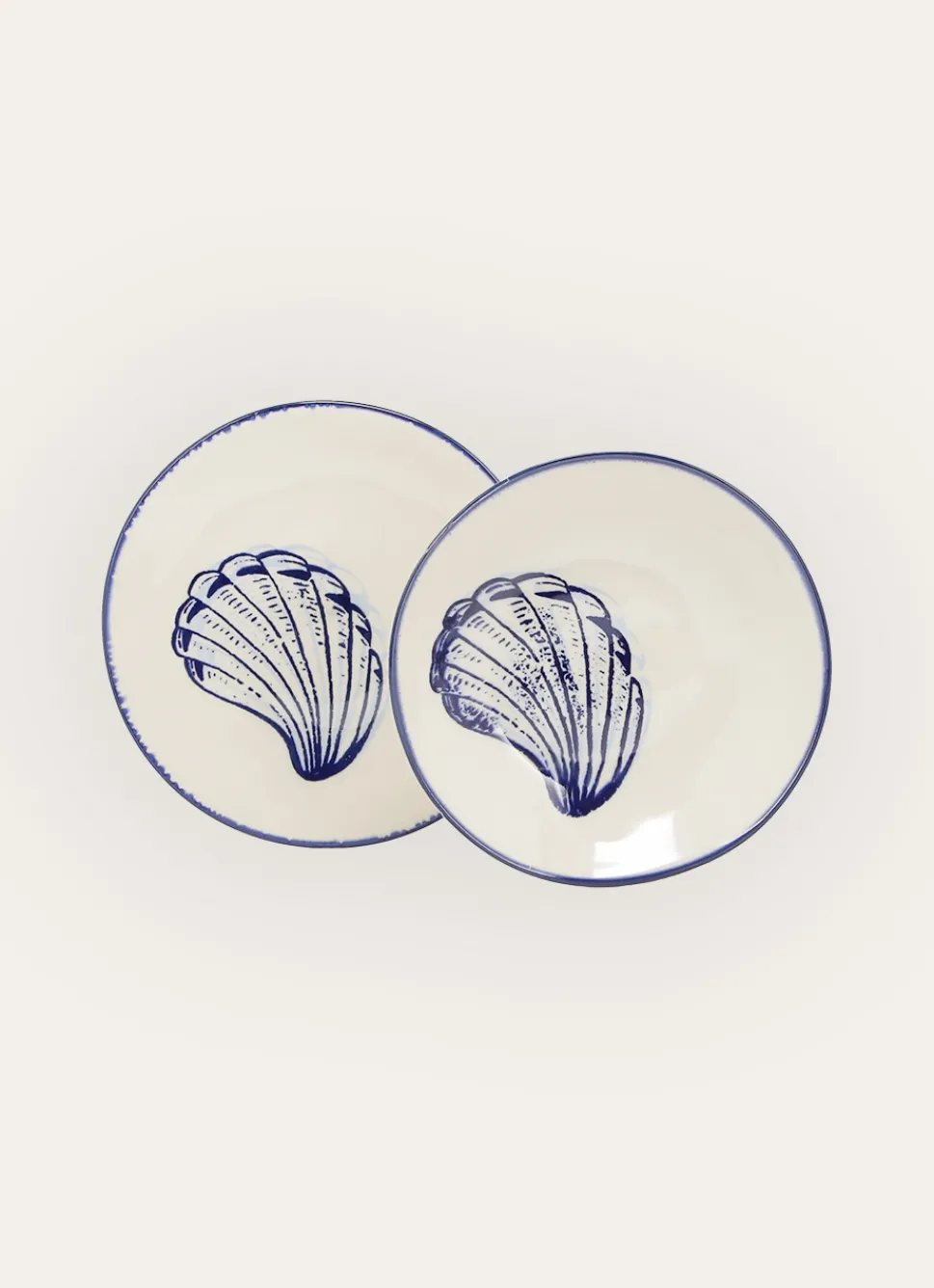 Online Bouchara ASSIETTE À DESSERT EN GRÈS - MOTIF MOULE CREME/BLEU