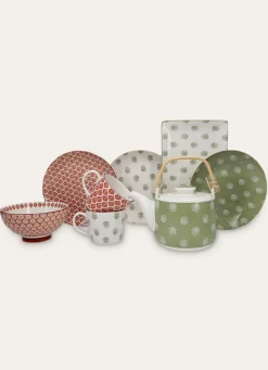 Discount Bouchara ASSIETTE À DESSERT EN PORCELAINE GALM BLANC / VERT