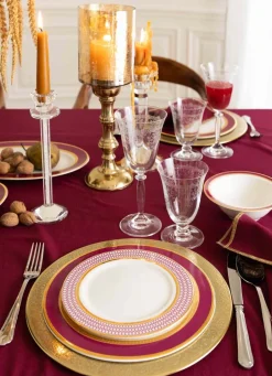 Hot Bouchara ASSIETTE À DESSERT EN PORCELAINE ESPRIT VÉNITIEN ROSE FUCHSIA