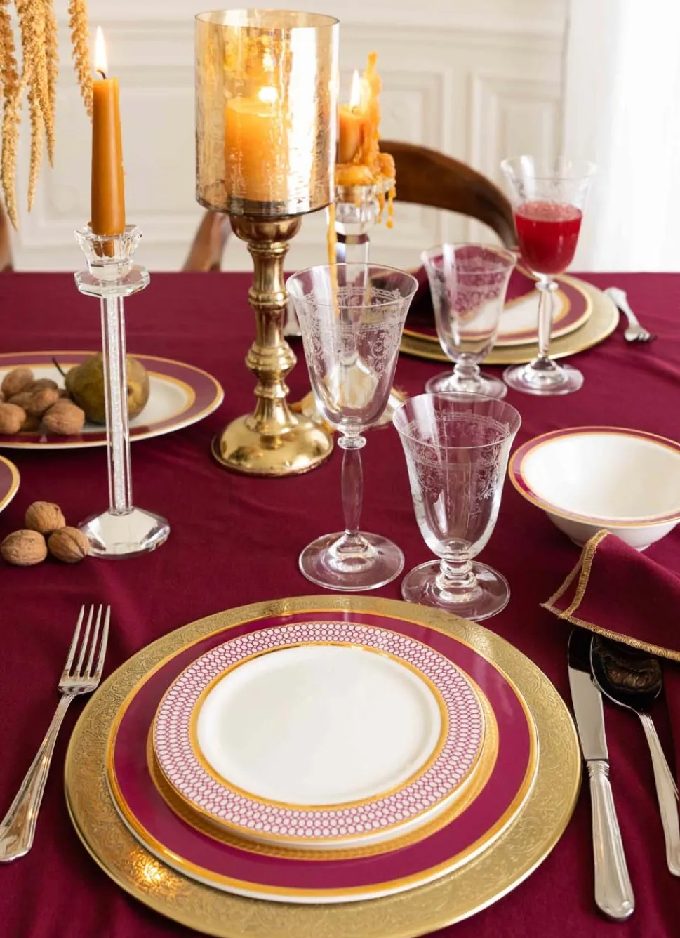 Hot Bouchara ASSIETTE À DESSERT EN PORCELAINE ESPRIT VÉNITIEN ROSE FUCHSIA