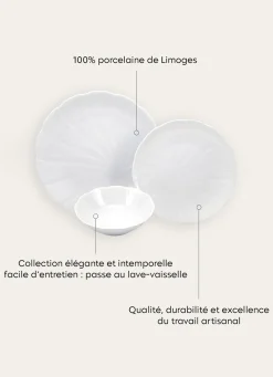 Discount Bouchara ASSIETTE À DESSERT EN PORCELAINE DE LIMOGES TAHITI BLANC