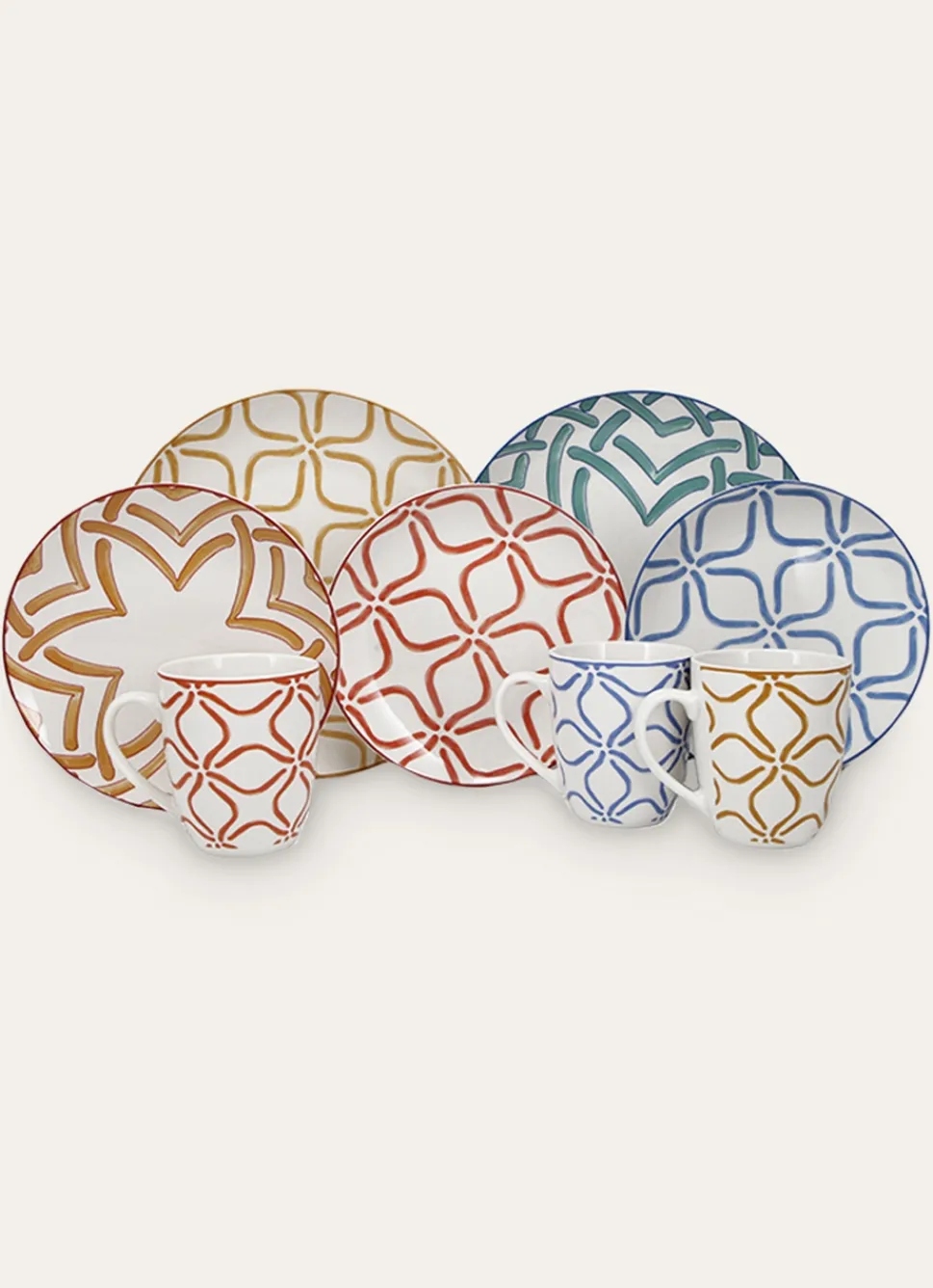 New Bouchara ASSIETTE À DESSERT EN PORCELAINE MOTIF ARABESQUE MOUTARDE