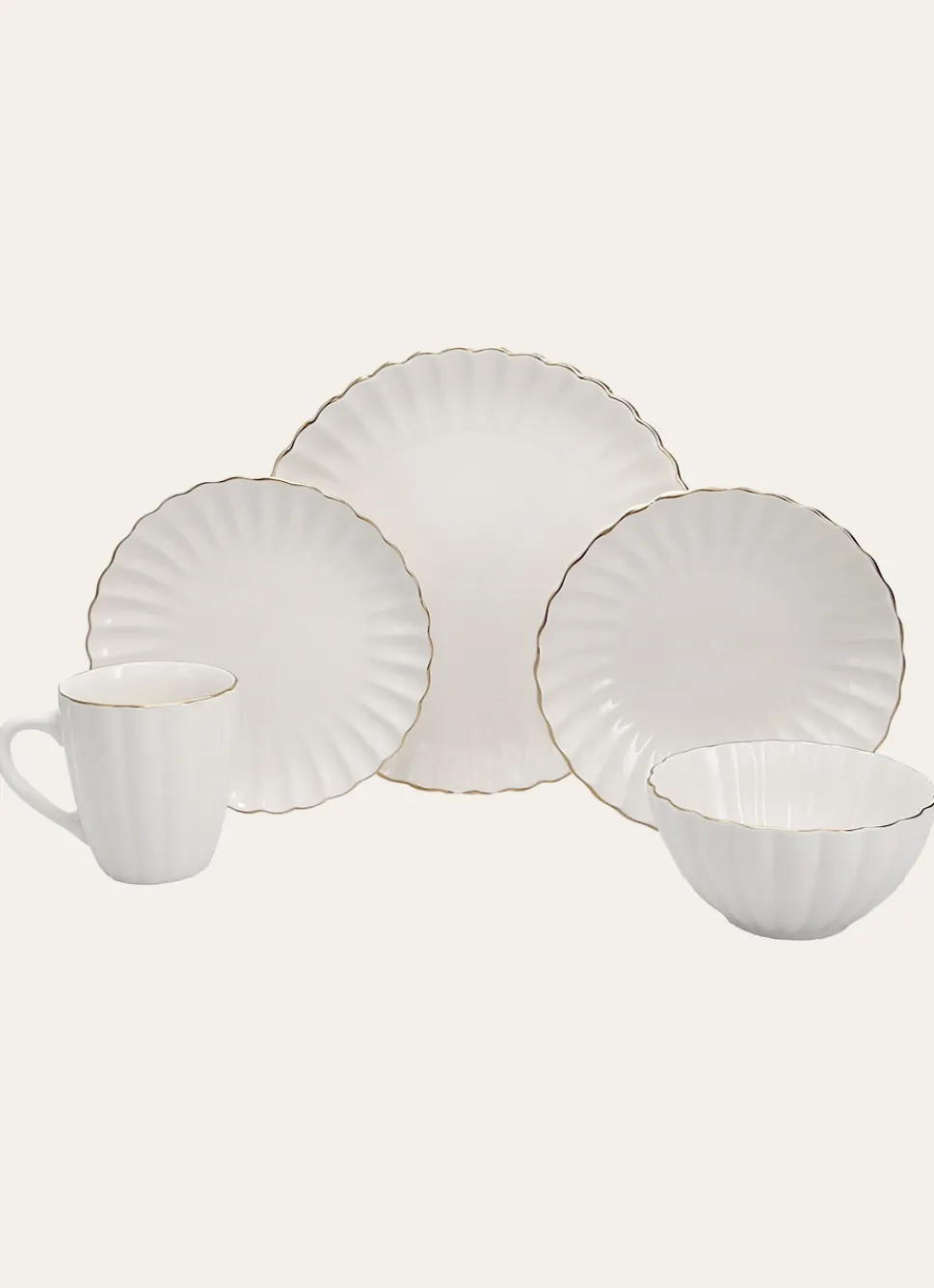 Best Bouchara ASSIETTE CREUSE CHARME BLANC / DORÉ