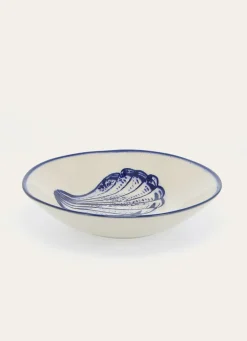 Bouchara ASSIETTE CREUSE EN GRÈS - MOTIF MOULE CREME/BLEU