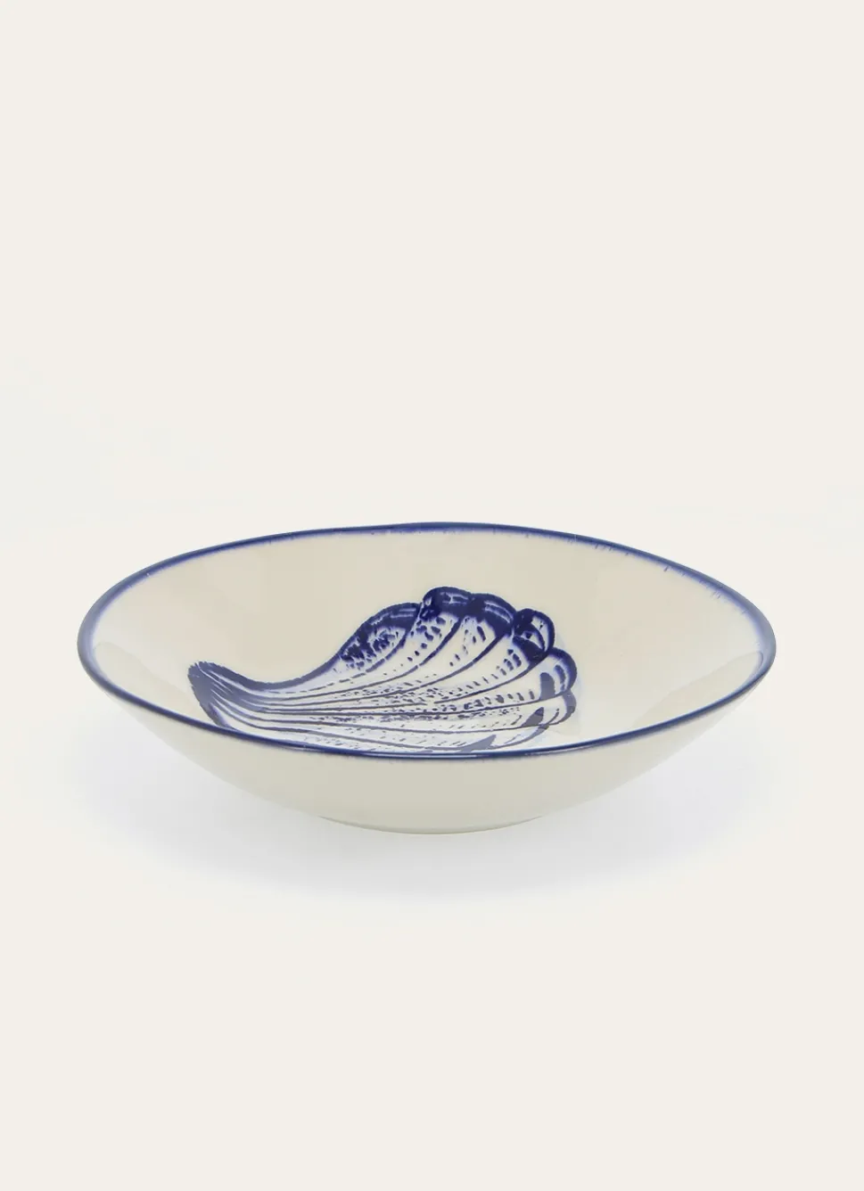 Bouchara ASSIETTE CREUSE EN GRÈS - MOTIF MOULE CREME/BLEU