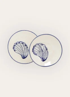 Bouchara ASSIETTE CREUSE EN GRÈS - MOTIF MOULE CREME/BLEU