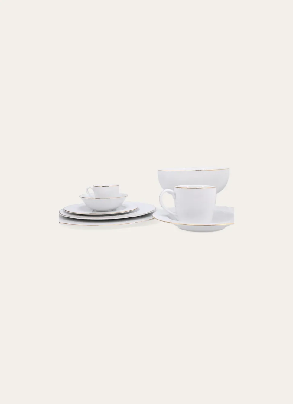 Bouchara ASSIETTE CREUSE EN PORCELAINE AVEC LISERÉ DORÉ BLANC