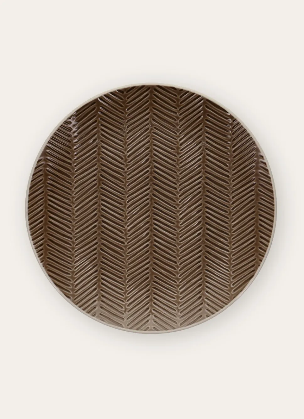 Sale Bouchara ASSIETTE PLATE EN GRÈS MOTIF CHEVRON RUSTIQUE MARRON
