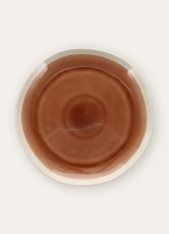 Clearance Bouchara ASSIETTE PLATE EN GRÈS RÉACTIF MARRON