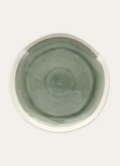 Best Bouchara ASSIETTE PLATE EN GRÈS RÉACTIF VERT DE GRIS