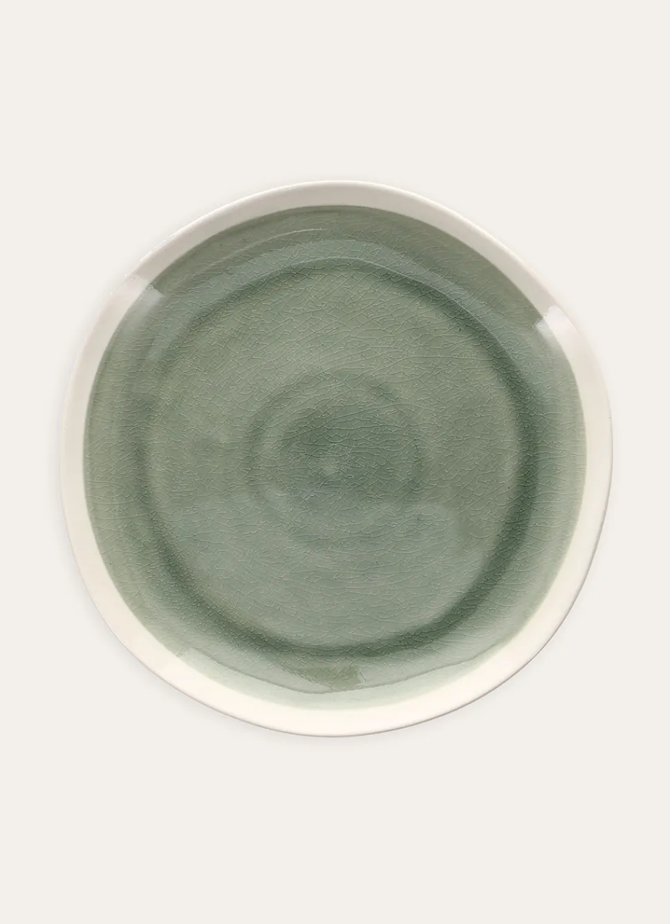 Best Bouchara ASSIETTE PLATE EN GRÈS RÉACTIF VERT DE GRIS