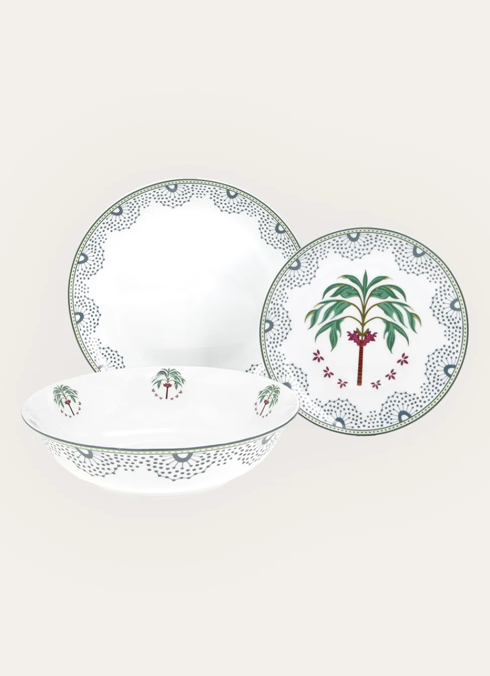 Online Bouchara ASSIETTE PLATE EN PORCELAINE FLORE vert