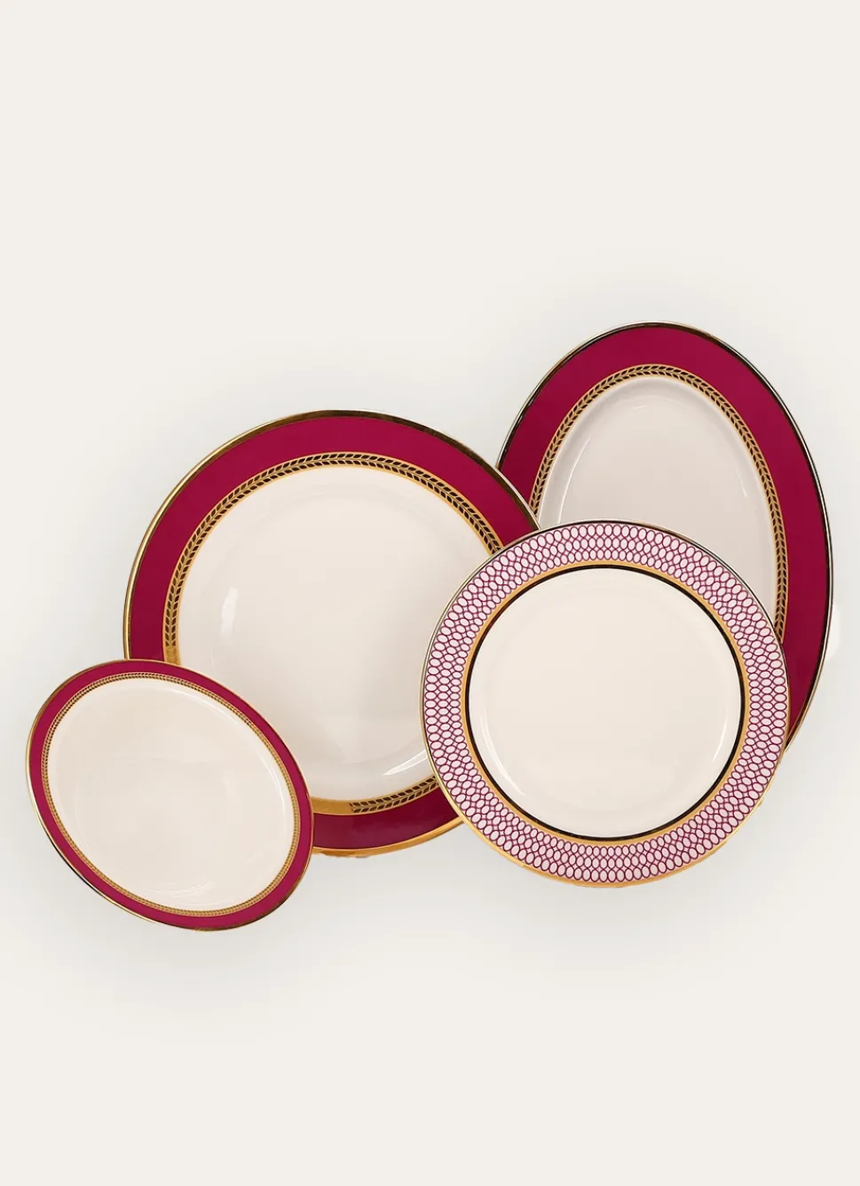 Clearance Bouchara ASSIETTE PLATE EN PORCELAINE ESPRIT VÉNITIEN ROSE FUCHSIA