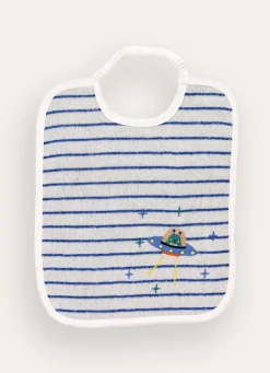 Clearance Bouchara BAVOIR EN ÉPONGE VELOURS RAYÉ AVEC BRODERIE ASTRAL BLANC