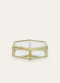 Best Bouchara BOÎTE HEXAGONALE EN VERRE AVEC STRUCTURE DORÉE TRANSPARENT/DORE