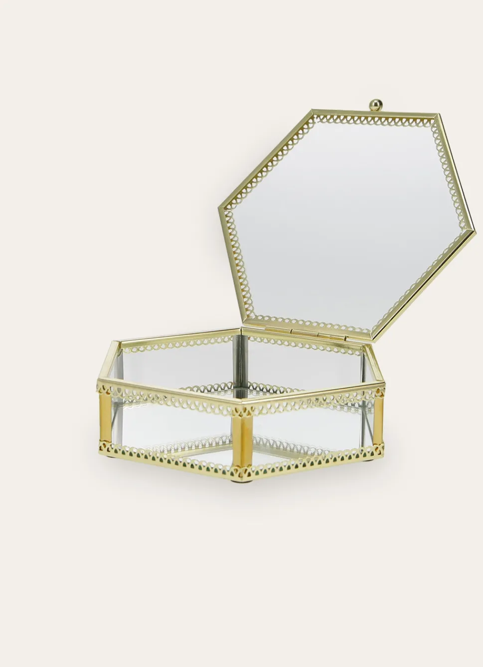 Best Bouchara BOÎTE HEXAGONALE EN VERRE AVEC STRUCTURE DORÉE TRANSPARENT/DORE