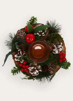 Best Bouchara BOUGEOIR DE NOËL ROND AVEC BAIES ET POMMES DE PIN MULTICOLORE