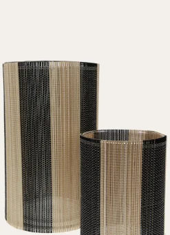 Discount Bouchara BOUGEOIR EN VERRE ET BAMBOU GRAND MODÈLE BOIS / NOIR