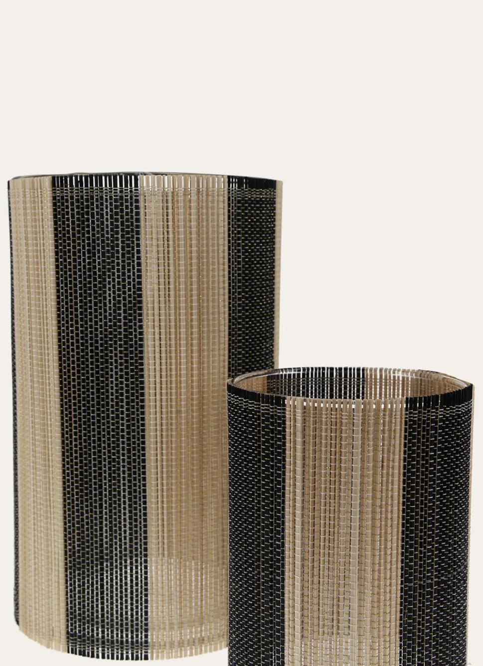 Discount Bouchara BOUGEOIR EN VERRE ET BAMBOU GRAND MODÈLE BOIS / NOIR