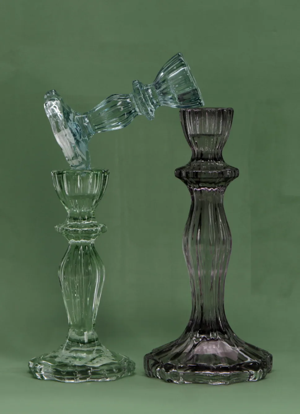 Bouchara BOUGEOIR EN VERRE TEINTÉ H11 CM BLEU