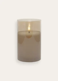 Online Bouchara BOUGIE LED AVEC PHOTOPHORE EN VERRE BEIGE TRANSPARENT