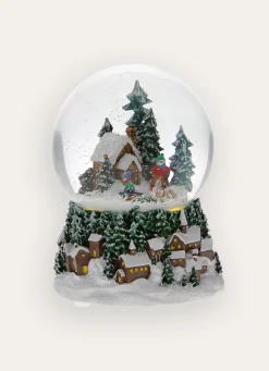 Sale Bouchara BOULE À NEIGE MUSICALE ET LUMINEUSE CHÂLET ENNEIGÉ VERT