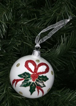 Hot Bouchara BOULE À PAILLETTES NOEUD ET FEUILLE DE HOUX BLANC