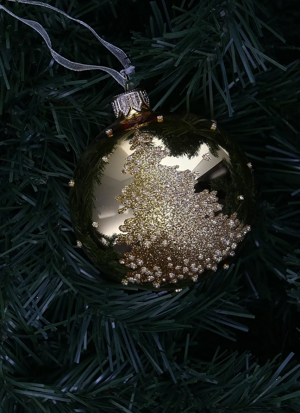 Sale Bouchara BOULE EN VERRE SAPIN À PAILLETTES DORÉ