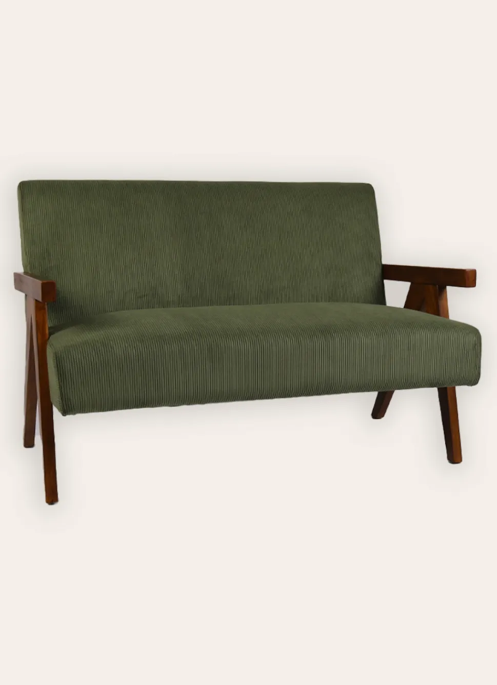 Online Bouchara CANAPÉ EN VELOURS COTELÉ AVEC STRUCTURE EN BOIS vert