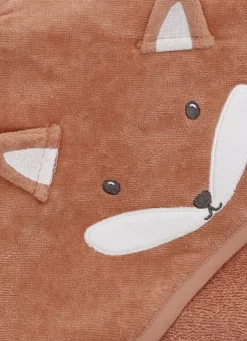 Clearance Bouchara CAPE DE BAIN EN VELOURS ÉPONGE RENARD BRODÉ ROUX