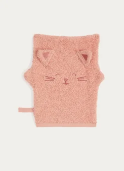 Online Bouchara CAPE DE BAIN ET GANT DE TOILETTE EN ÉPONGE CHATON ROSE