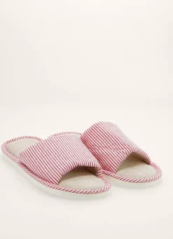 New Bouchara CHAUSSON OUVERT À RAYURES ROUGE/BLANC