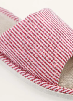 New Bouchara CHAUSSON OUVERT À RAYURES ROUGE/BLANC