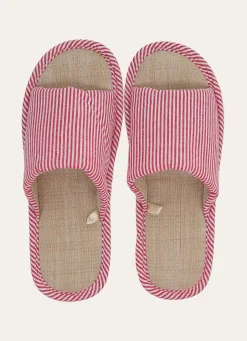 New Bouchara CHAUSSON OUVERT À RAYURES ROUGE/BLANC