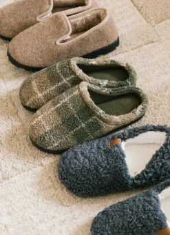 Discount Bouchara CHAUSSONS À CARREAUX THEOPHILE VERT KAKI