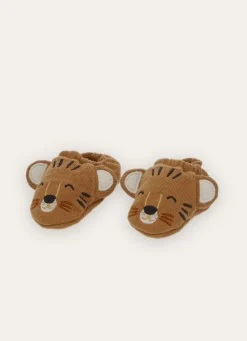 Discount Bouchara CHAUSSONS BÉBÉ EN TRICOT TÊTE DE TIGRE OCRE