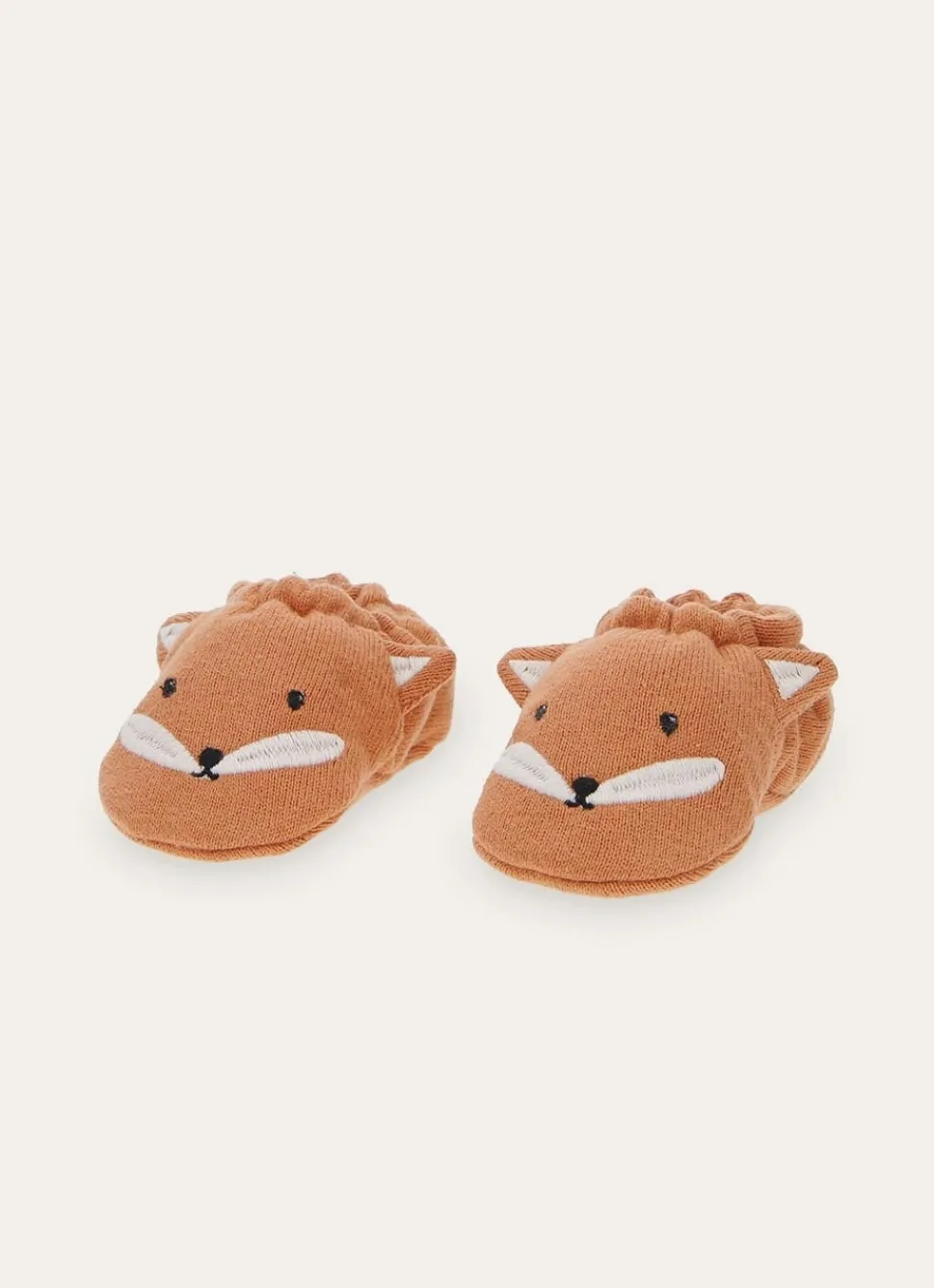 Clearance Bouchara CHAUSSONS POUR BÉBÉ EN COTON AVEC TÊTE DE RENARD ORANGE