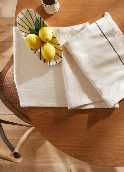 Hot Bouchara CHEMIN DE TABLE ETNI ÉCRU GRIS ANTHRACITE