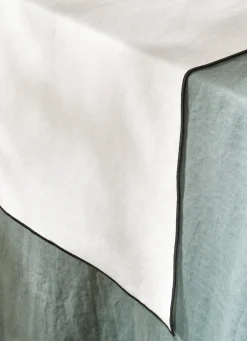 New Bouchara CHEMIN DE TABLE EN COTON ET LIN - BOURDON COLORÉ BLANC