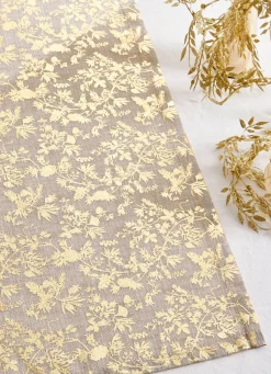 Bouchara CHEMIN DE TABLE IMPRIMÉ FEUILLES DÉES OR