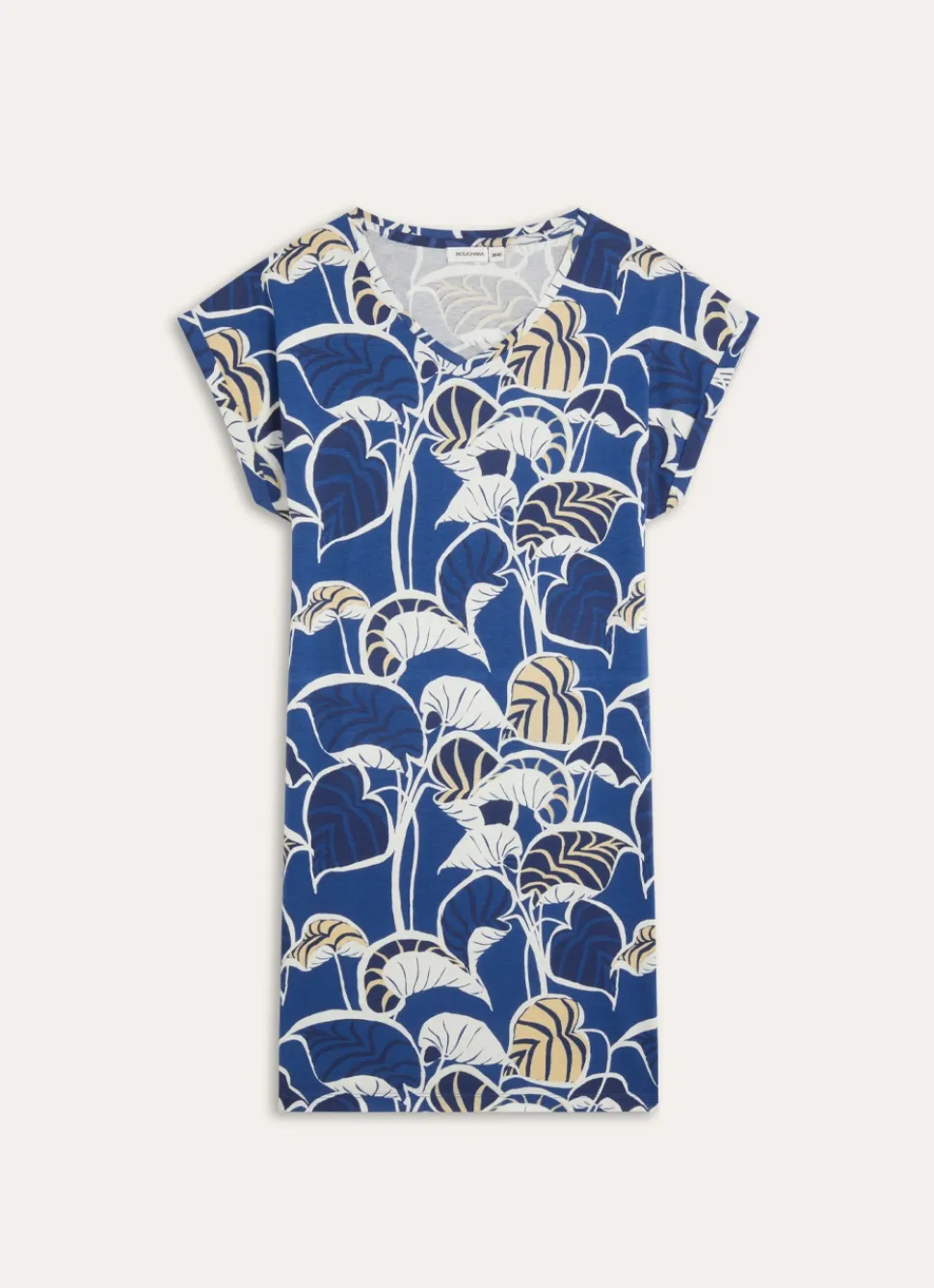 Sale Bouchara CHEMISE DE NUIT MANCHES COURTES EN COTON IMPRIMÉ BLEU