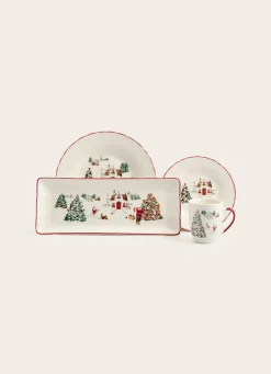 Sale Bouchara COFFRET 4 ASSIETTES À DESSERT EN PORCELAINE WINTER ROUGE