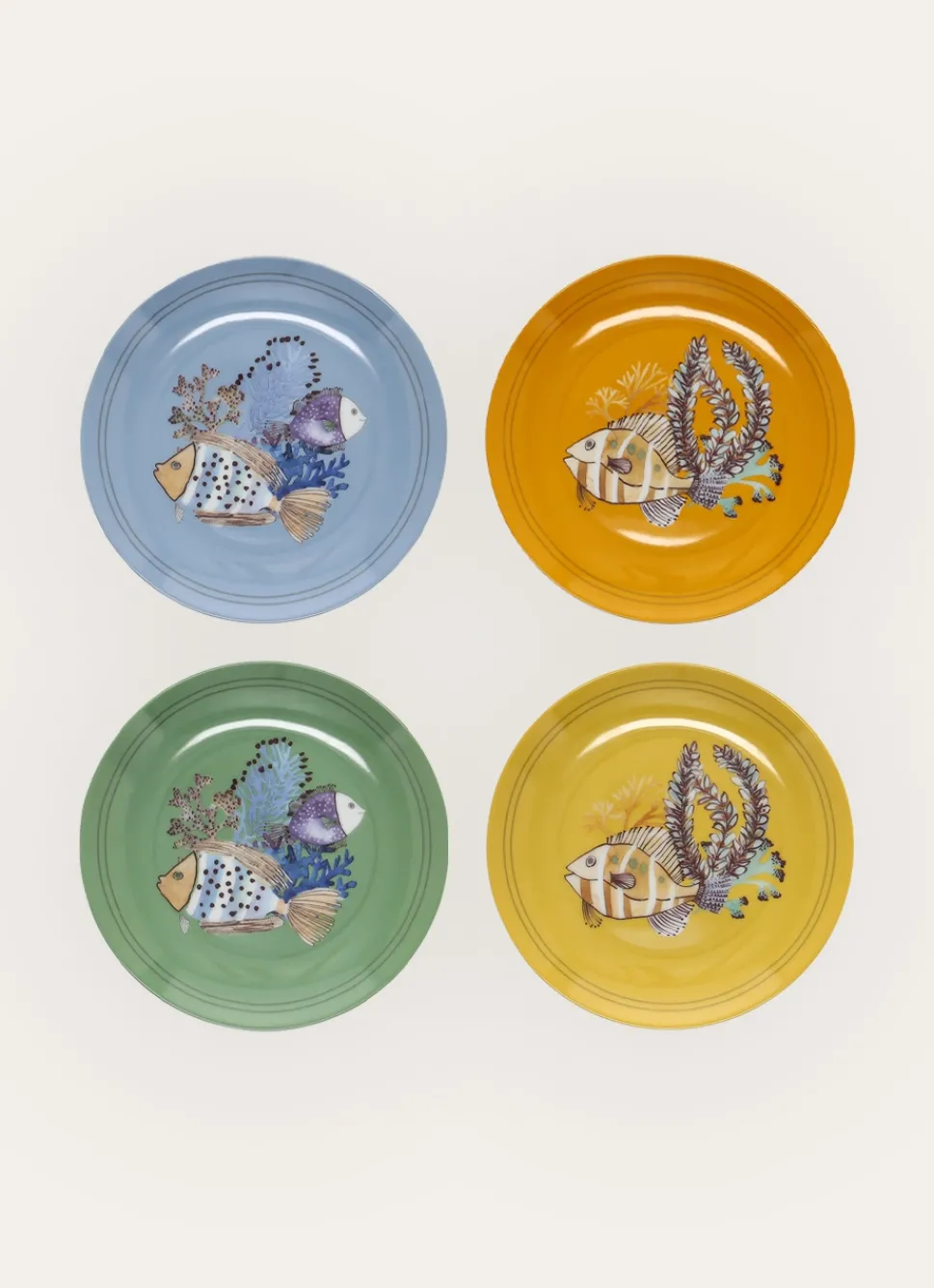 Discount Bouchara COFFRET DE 4 ASSIETTES DESSERT EN PORCELAINE-GOAP MULTICOLORE