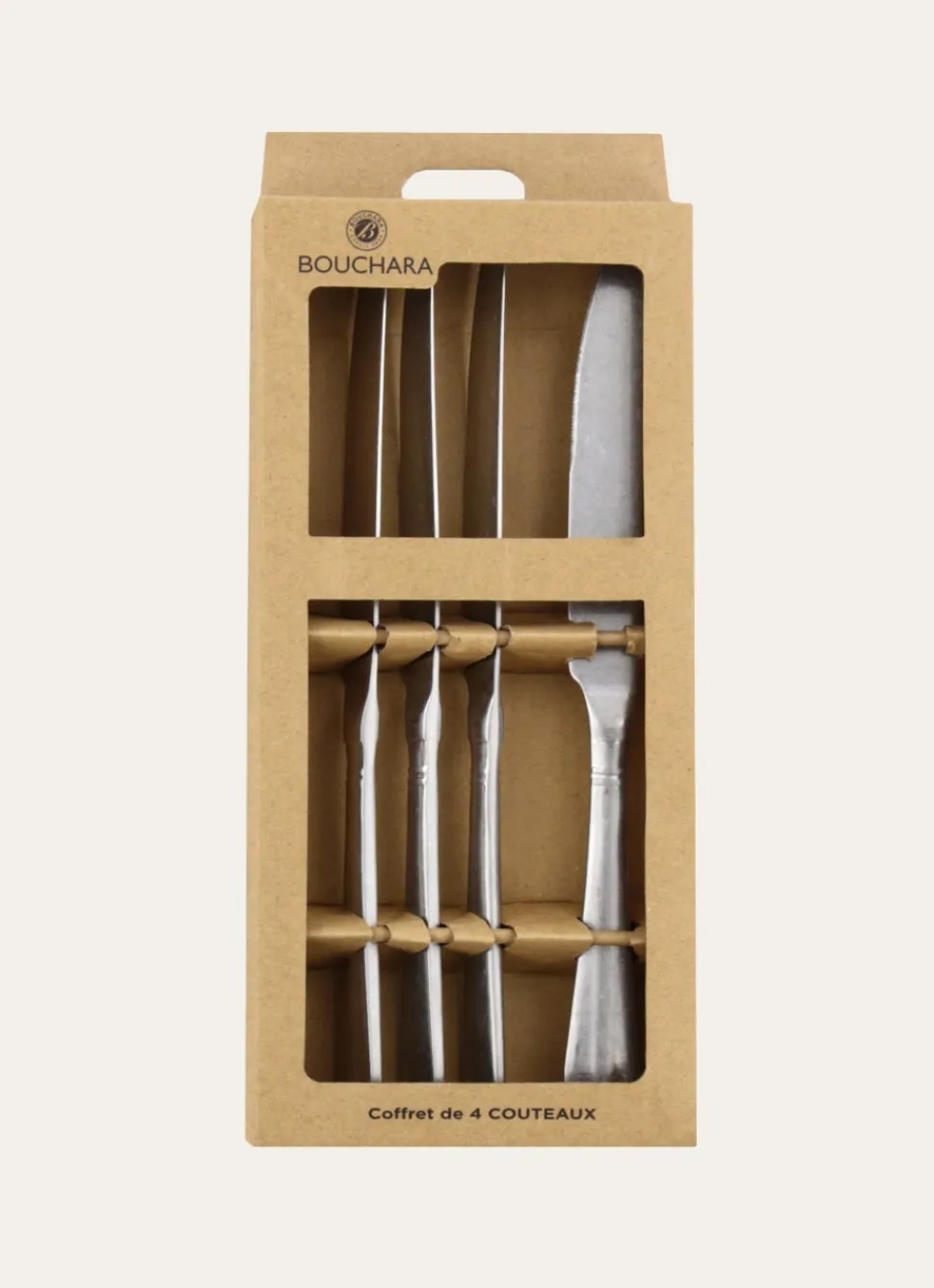 Sale Bouchara COFFRET DE 4 COUTEAUX EN ACIER RÉTRO ARGENT