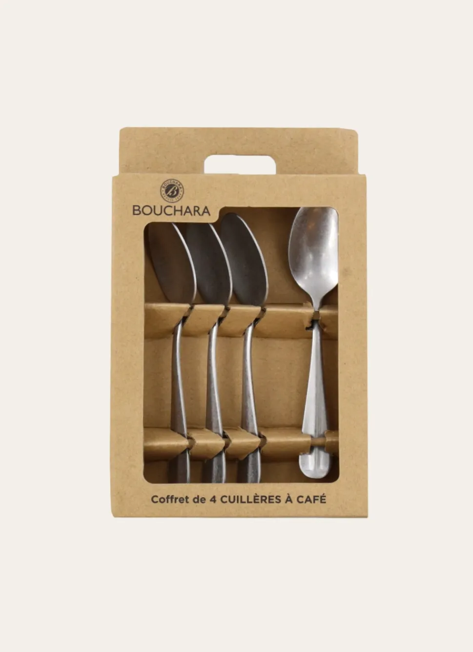 New Bouchara COFFRET DE 4 CUILLÈRES À CAFÉ RÉTRO ARGENT