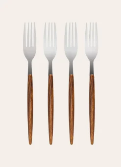 Clearance Bouchara COFFRET DE 4 FOURCHETTES ARGENTÉ & BOIS ARGENTÉ & BOIS