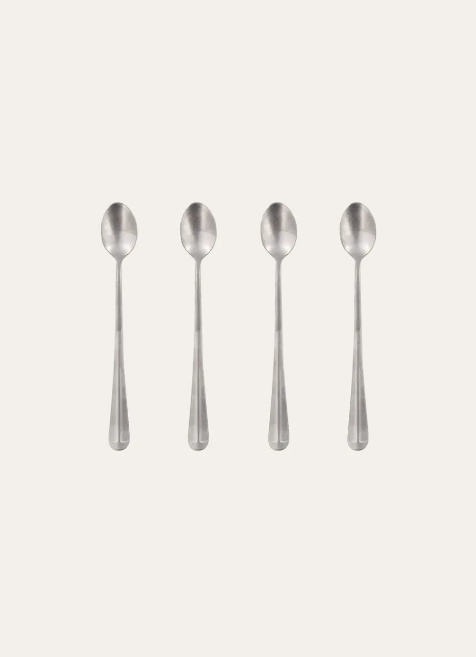 New Bouchara COFFRET DE 4 GRANDE CUILLÈRES À THÉ EN ACIER RÉTRO ARGENT