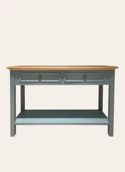 Discount Bouchara CONSOLE AVEC 2 TIROIRS ET 1 ÉTAGÈRE BOIS NATUREL/VERT