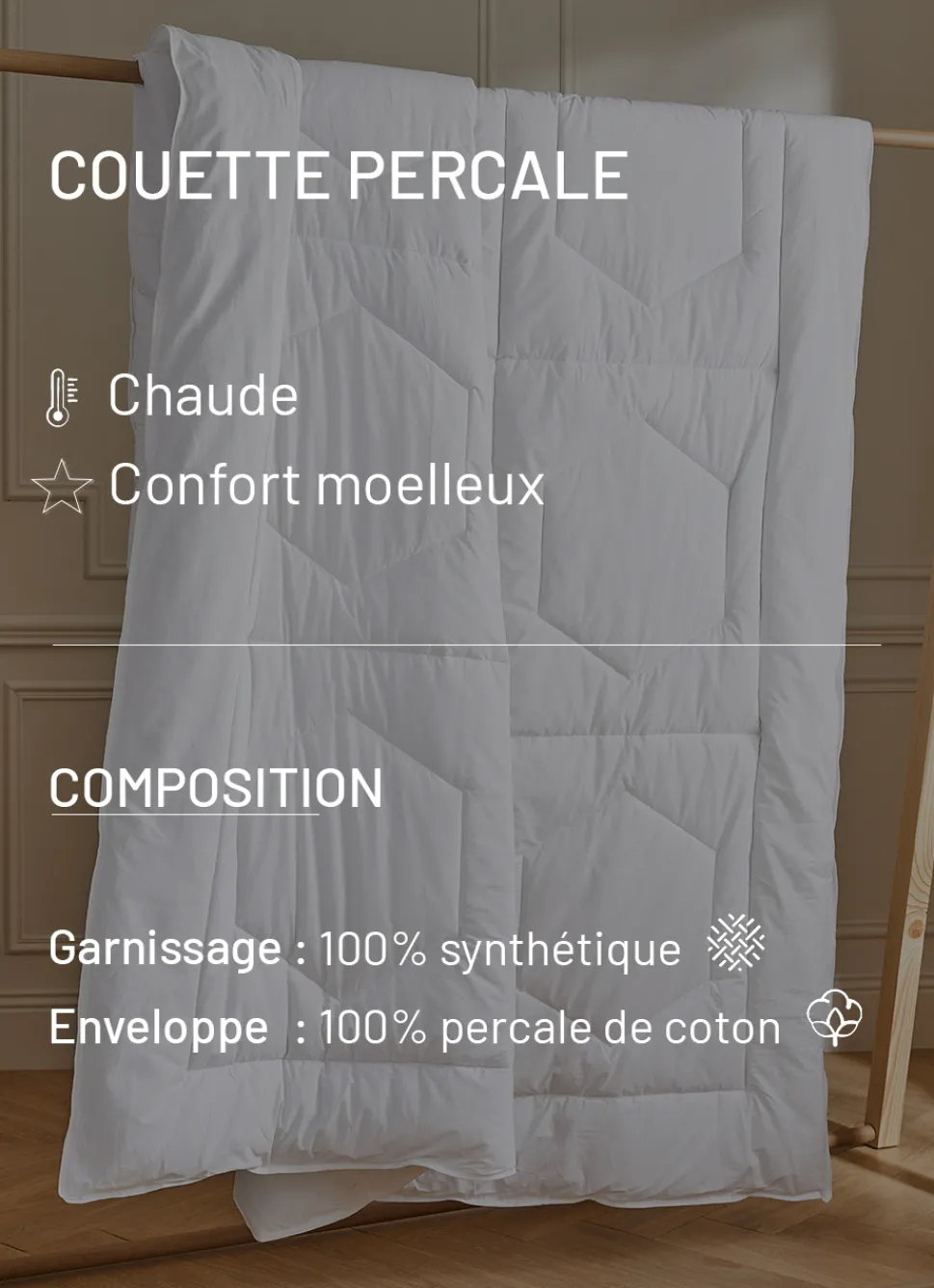 Best Bouchara COUETTE CHAUDE EN PERCALE DE COTON - 350G BLANC